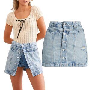Free People Light Blue Denim Skort